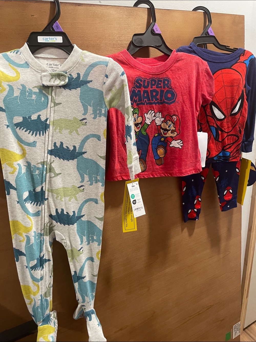 Carter's Cream, Teal & Lime Dinosaur Zip Footed One-Piece